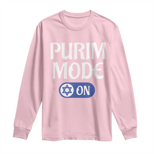 Funny Purim Mode On Long Sleeve Shirt Jewish Star of David TS09 Light Pink Print Your Wear