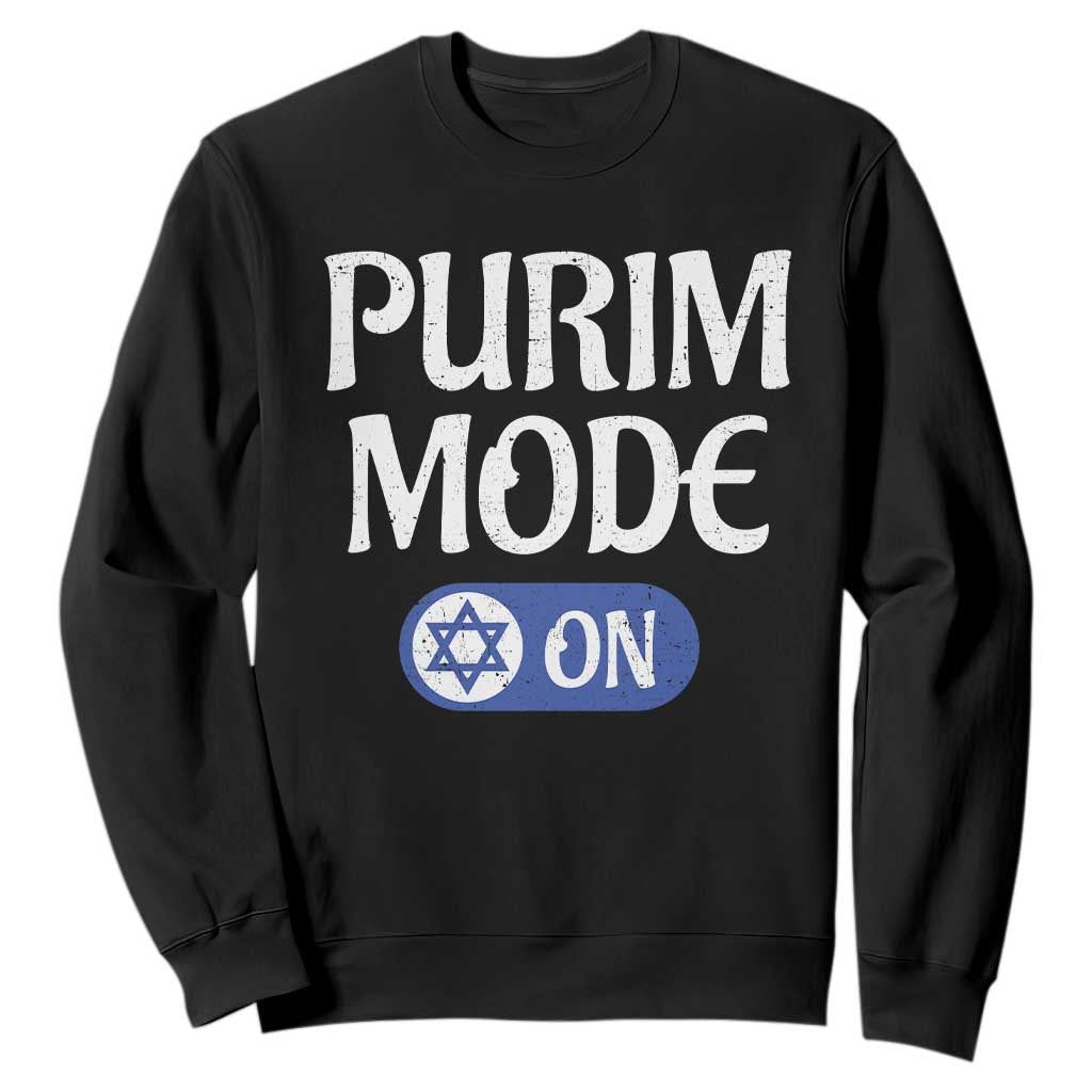 Funny Purim Mode On Sweatshirt Jewish Star of David TS09 Black Print Your Wear