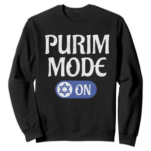Funny Purim Mode On Sweatshirt Jewish Star of David TS09 Black Print Your Wear