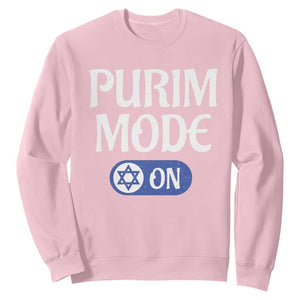 Funny Purim Mode On Sweatshirt Jewish Star of David TS09 Light Pink Print Your Wear
