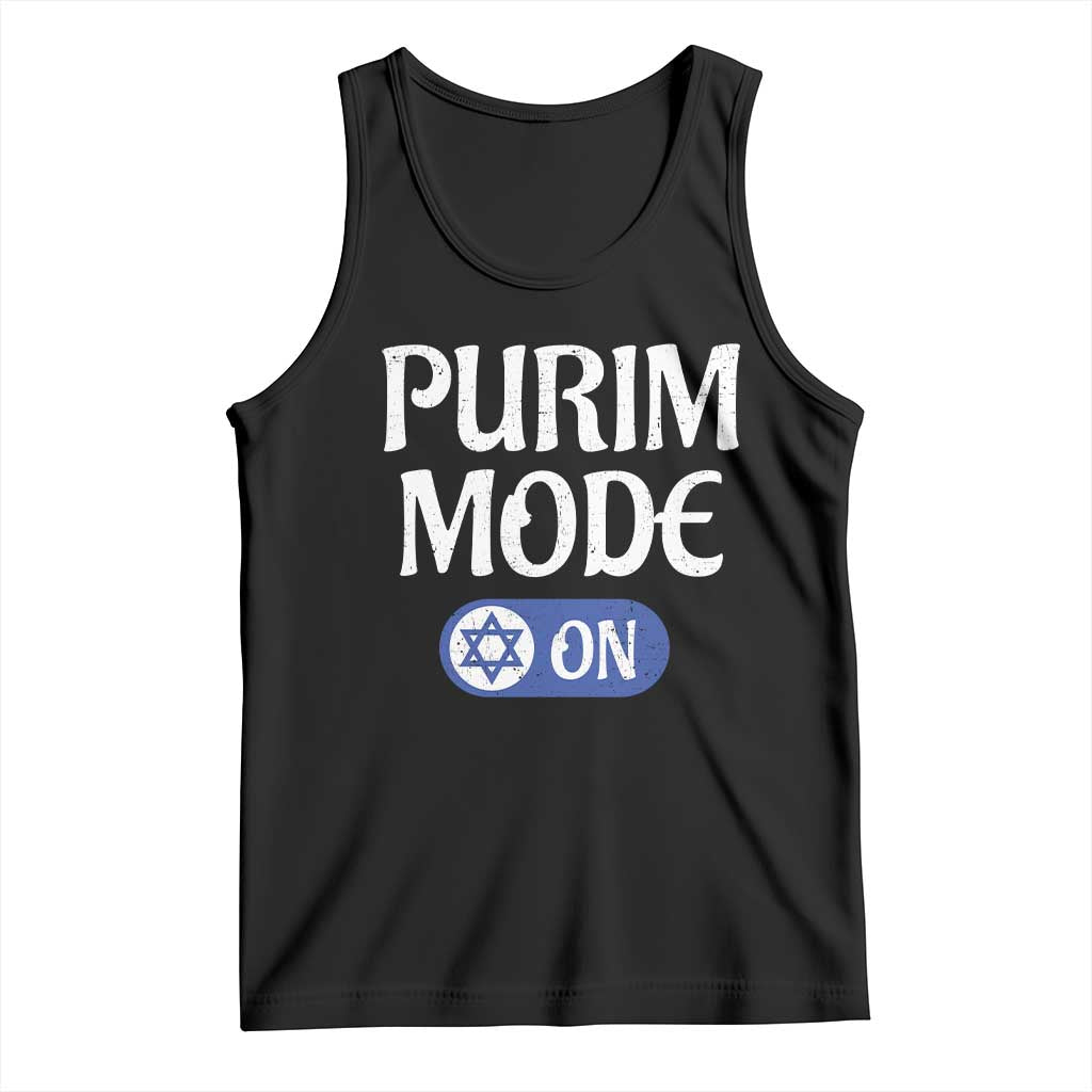 Funny Purim Mode On Tank Top Jewish Star of David TS09 Black Print Your Wear