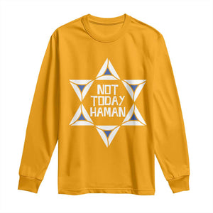 Not Today Haman Purim Long Sleeve Shirt Hamantash Jewish Star of David TS09 Gold Print Your Wear