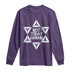 Not Today Haman Purim Long Sleeve Shirt Hamantash Jewish Star of David TS09 Purple Print Your Wear