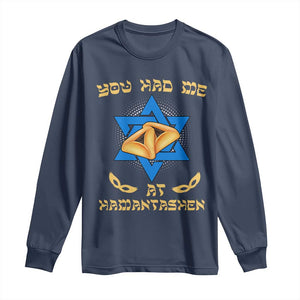 Funny Purim Long Sleeve Shirt You Had Me At Hamantash TS09 Navy Print Your Wear