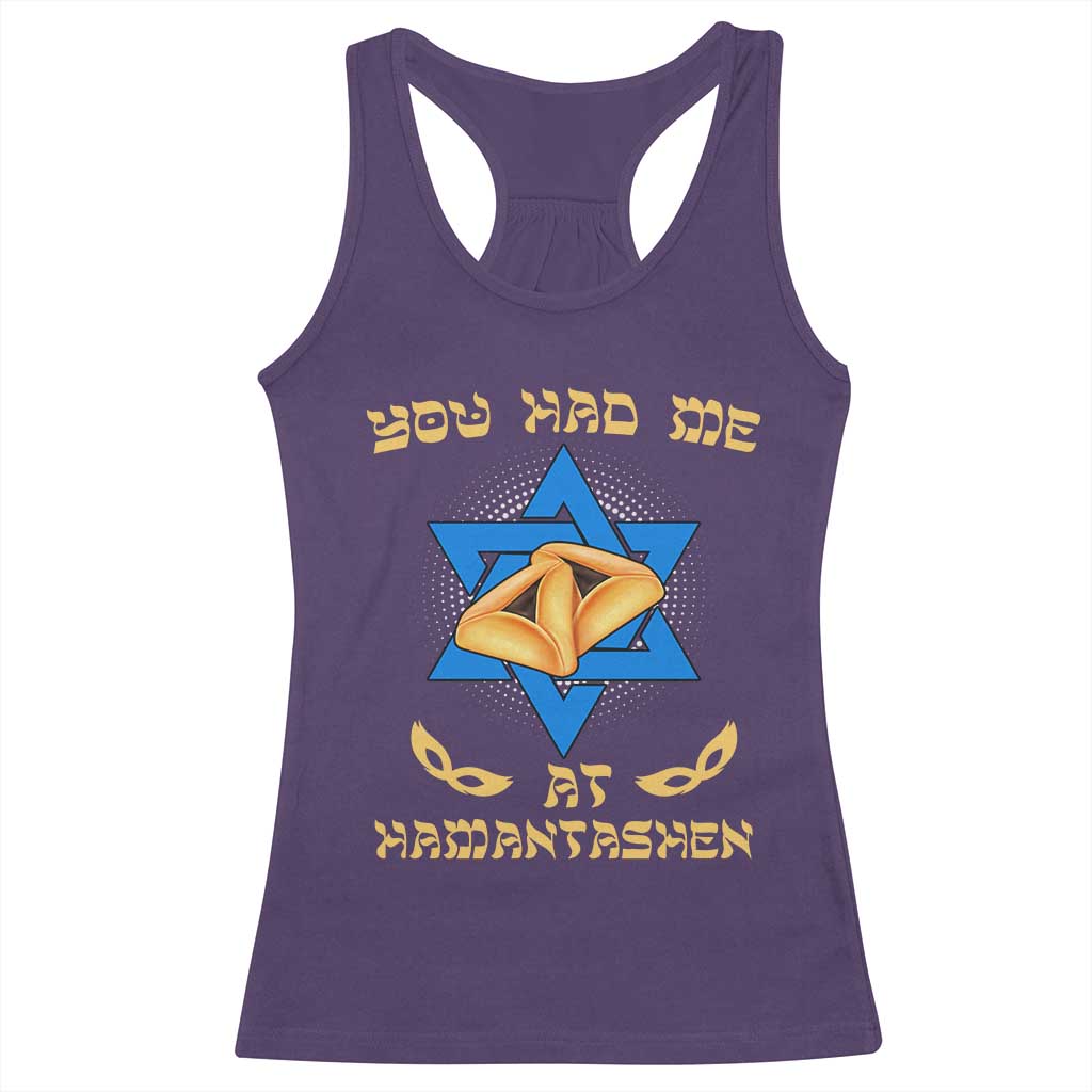 Funny Purim Racerback Tank Top You Had Me At Hamantash TS09 Purple Print Your Wear
