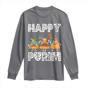 Happy Purim Funny Hamantash Long Sleeve Shirt TS09 Charcoal Print Your Wear