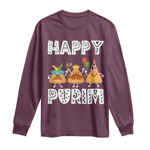 Happy Purim Funny Hamantash Long Sleeve Shirt TS09 Maroon Print Your Wear