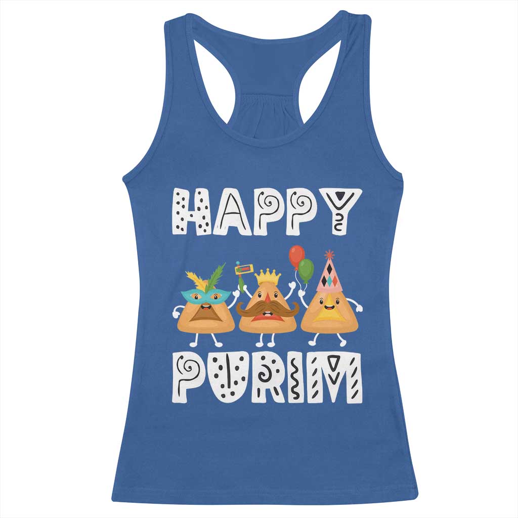 Happy Purim Funny Hamantash Racerback Tank Top TS09 Royal Blue Print Your Wear
