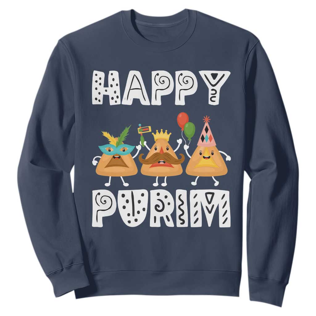 Happy Purim Funny Hamantash Sweatshirt TS09 Navy Print Your Wear