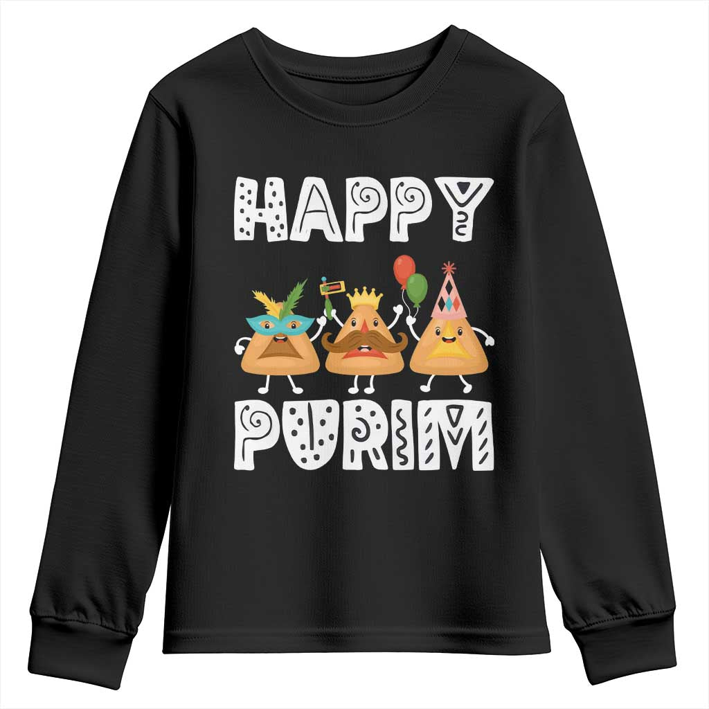 Happy Purim Funny Hamantash Youth Sweatshirt TS09 Black Print Your Wear