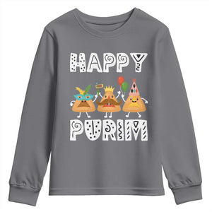 Happy Purim Funny Hamantash Youth Sweatshirt TS09 Charcoal Print Your Wear