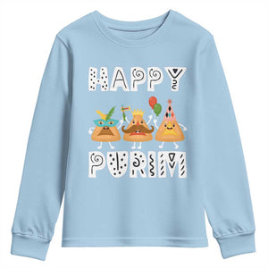 Happy Purim Funny Hamantash Youth Sweatshirt TS09 Light Blue Print Your Wear