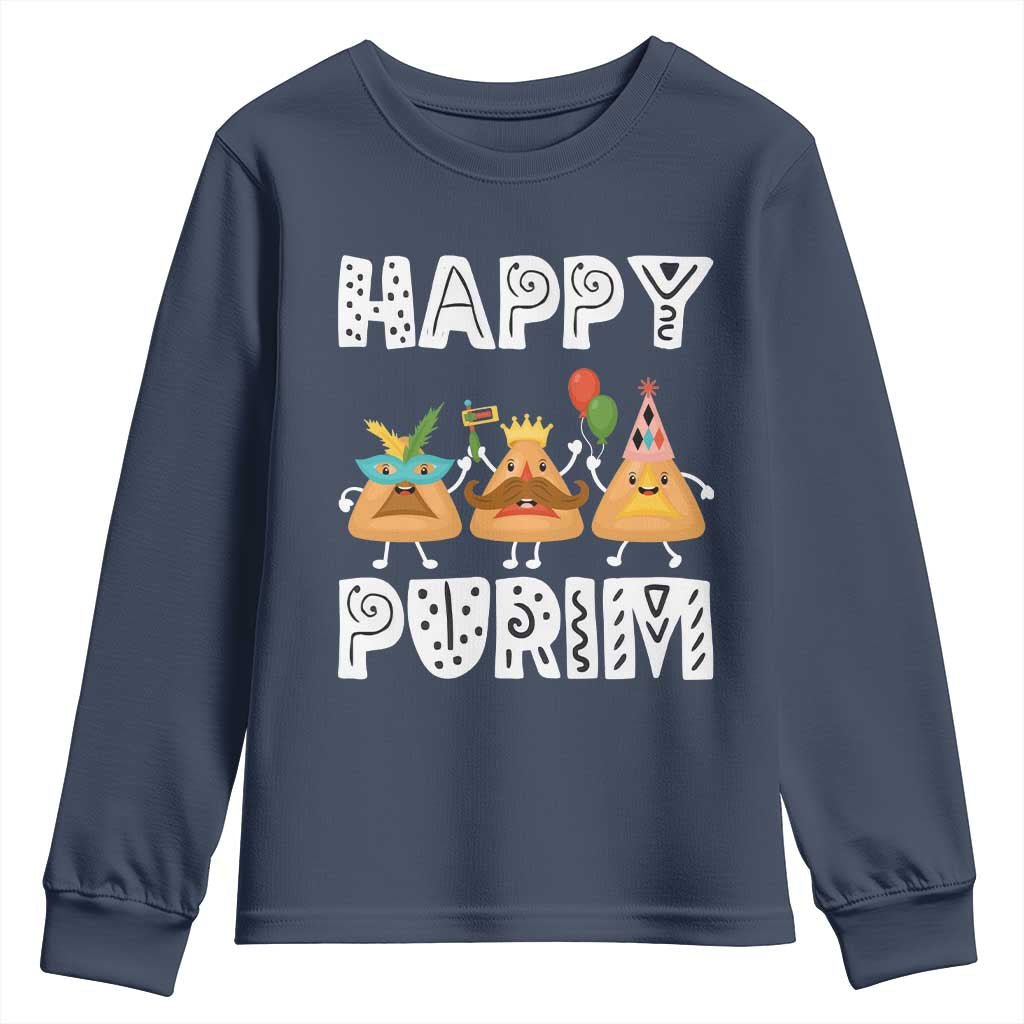 Happy Purim Funny Hamantash Youth Sweatshirt TS09 Navy Print Your Wear
