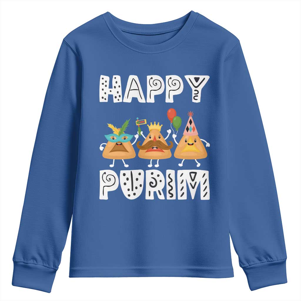 Happy Purim Funny Hamantash Youth Sweatshirt TS09 Royal Blue Print Your Wear
