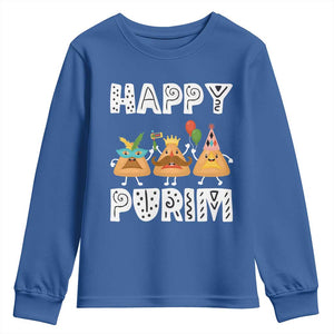Happy Purim Funny Hamantash Youth Sweatshirt TS09 Royal Blue Print Your Wear