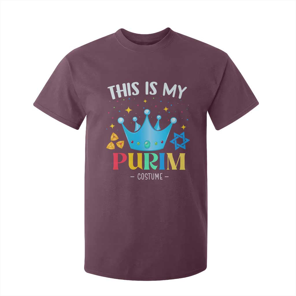 Funny Jewish This Is My Purim Costume T Shirt For Kid TS09 Maroon Print Your Wear