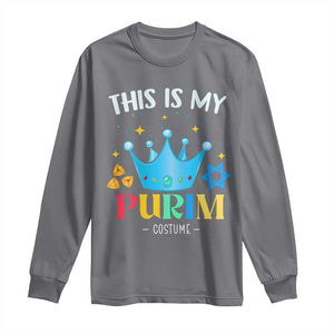 Funny Jewish This Is My Purim Costume Long Sleeve Shirt TS09 Charcoal Print Your Wear