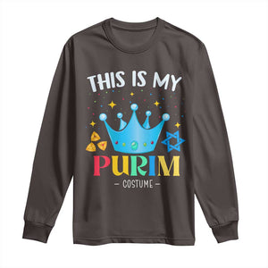 Funny Jewish This Is My Purim Costume Long Sleeve Shirt TS09 Dark Chocolate Print Your Wear