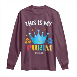 Funny Jewish This Is My Purim Costume Long Sleeve Shirt TS09 Maroon Print Your Wear