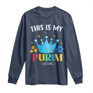 Funny Jewish This Is My Purim Costume Long Sleeve Shirt TS09 Navy Print Your Wear