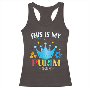 Funny Jewish This Is My Purim Costume Racerback Tank Top TS09 Dark Chocolate Print Your Wear