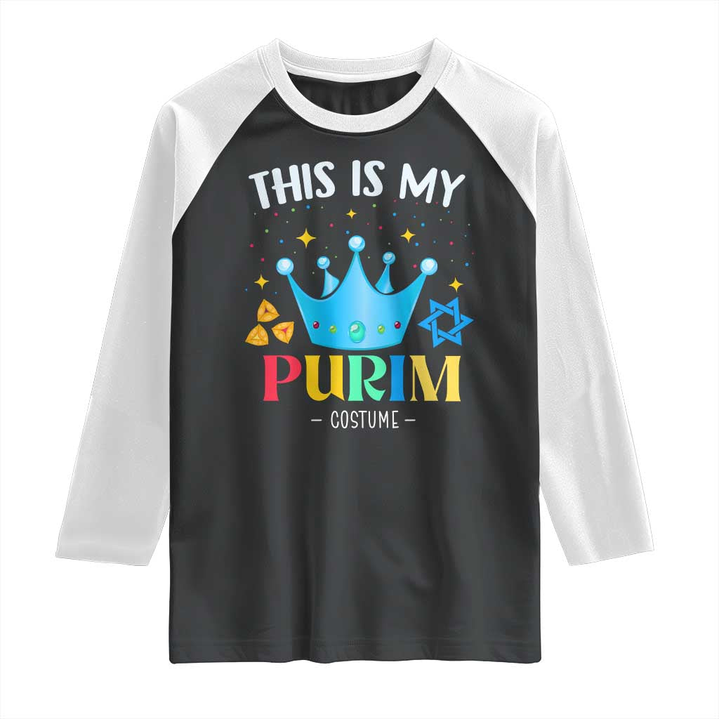 Funny Jewish This Is My Purim Costume Raglan Shirt TS09 Black White Print Your Wear