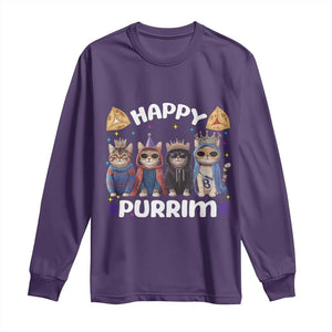 Purim Cat Long Sleeve Shirt Happy Purrim Hamantash Cute Cat Costume TS09 Purple Print Your Wear