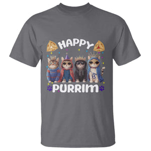 Purim Cat T Shirt Happy Purrim Hamantash Cute Cat Costume TS09 Charcoal Print Your Wear