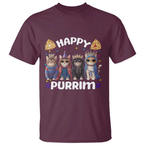 Purim Cat T Shirt Happy Purrim Hamantash Cute Cat Costume TS09 Maroon Print Your Wear