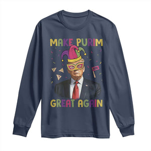 Trump Purim Long Sleeve Shirt Make Purim Great Again Jewish TS09 Navy Print Your Wear