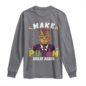 Funny Trump Purim Long Sleeve Shirt Make Purim Great Again TS09 Charcoal Print Your Wear