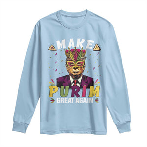 Funny Trump Purim Long Sleeve Shirt Make Purim Great Again TS09 Light Blue Print Your Wear