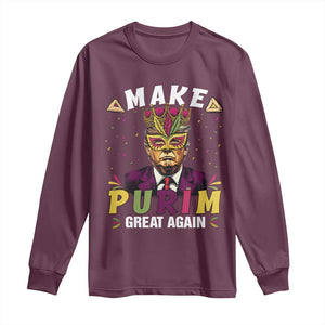 Funny Trump Purim Long Sleeve Shirt Make Purim Great Again TS09 Maroon Print Your Wear