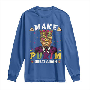 Funny Trump Purim Long Sleeve Shirt Make Purim Great Again TS09 Royal Blue Print Your Wear