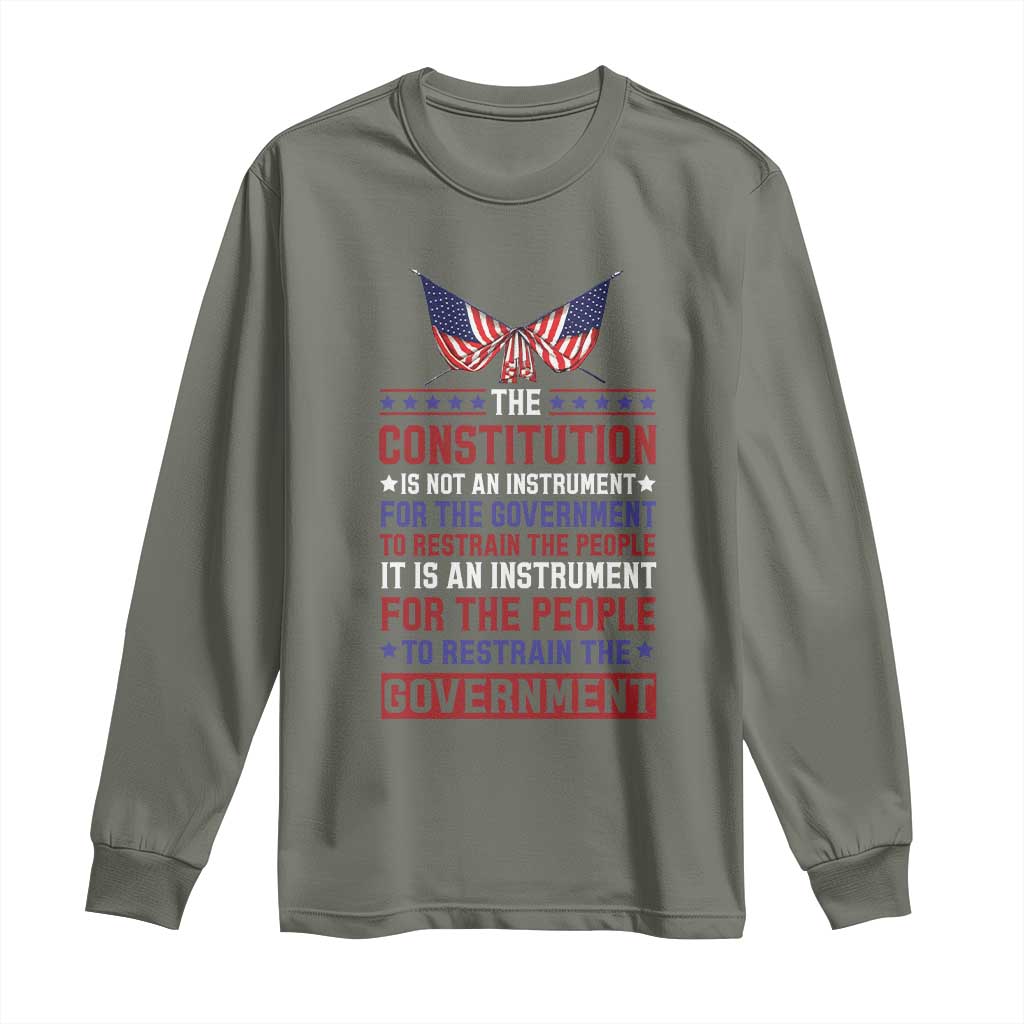 American Patriotism Long Sleeve Shirt The Constitution Is An Instrument TS09 Military Green Print Your Wear