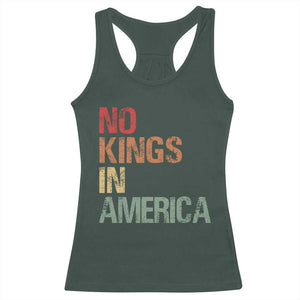 Retro No Kings in America Racerback Tank Top TS09 Dark Forest Green Print Your Wear