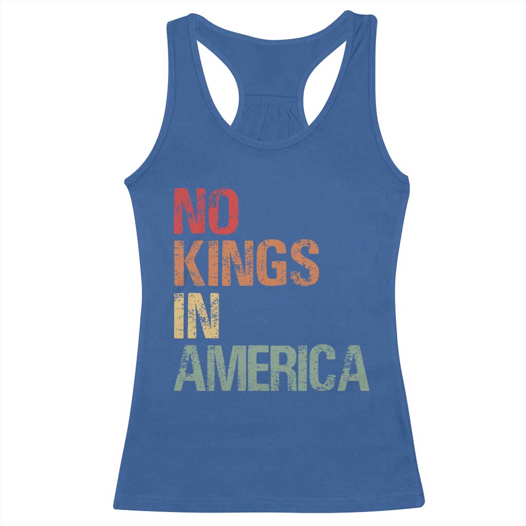 Retro No Kings in America Racerback Tank Top TS09 Royal Blue Print Your Wear