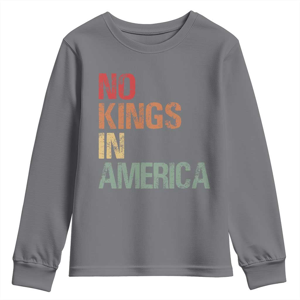 Retro No Kings in America Youth Sweatshirt TS09 Charcoal Print Your Wear