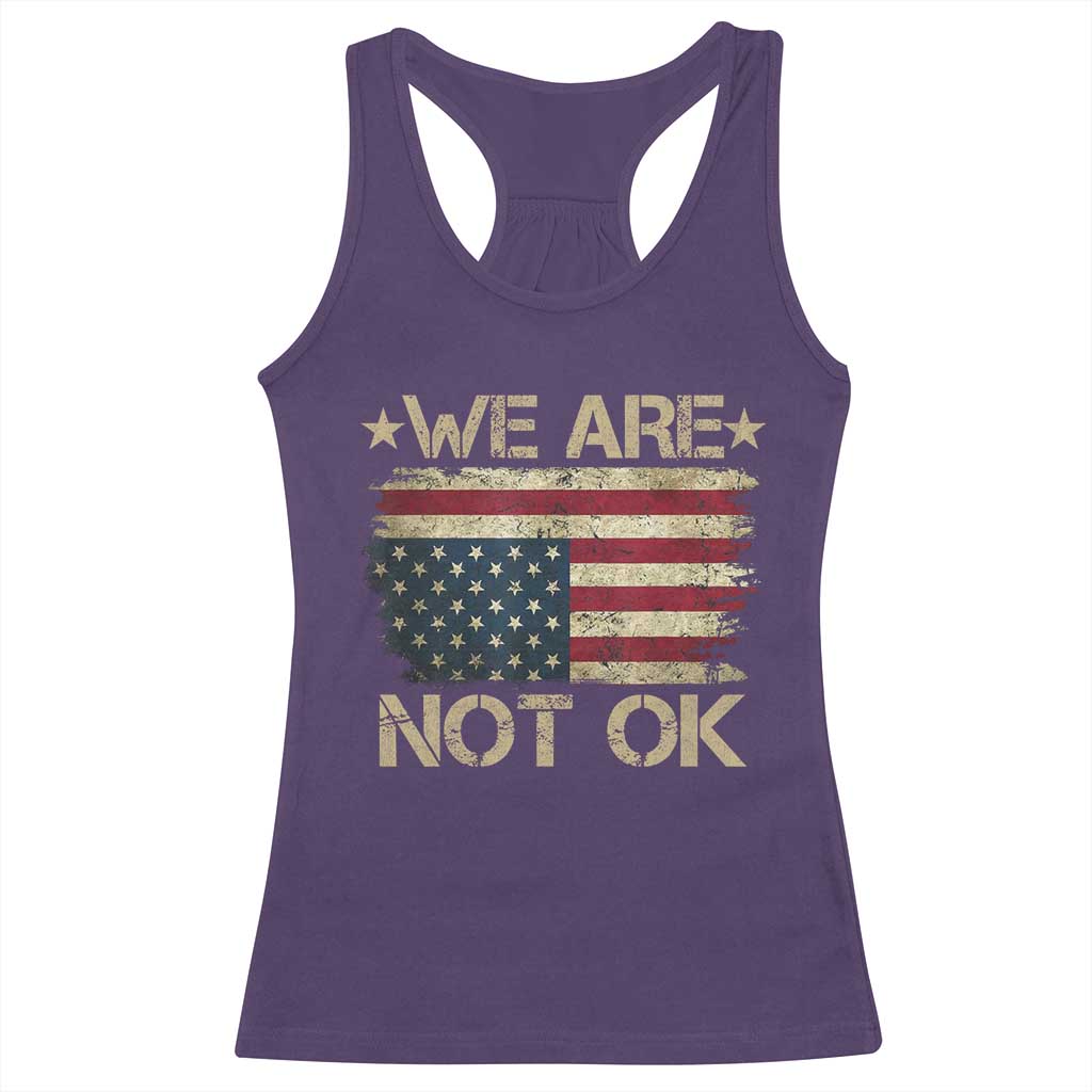 We Are Not Ok American Flag Upside Down Racerback Tank Top TS09 Purple Print Your Wear