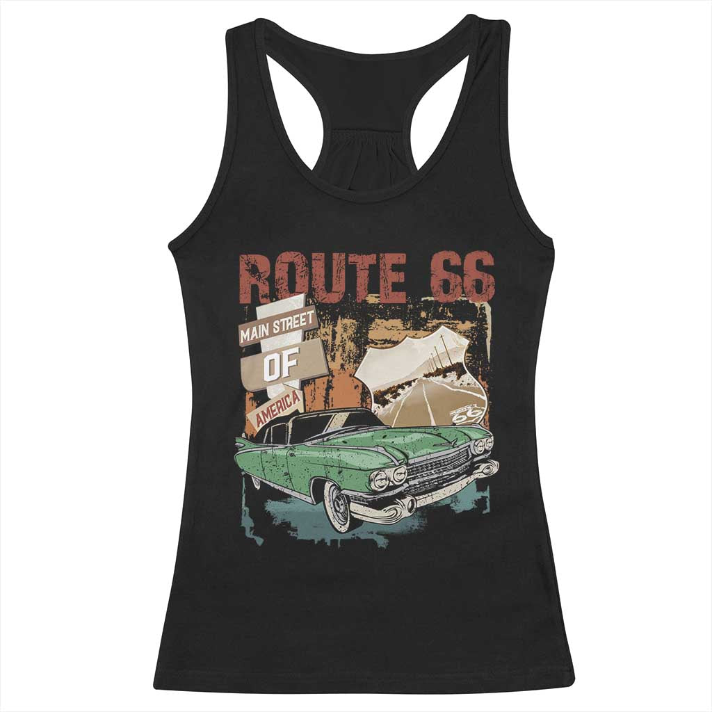 Historic Highway Mother Road 66 Racerback Tank Top Main Street Of America Vintage Car TS09 Black Print Your Wear