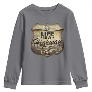 Life Is A Highway Road Trip Youth Sweatshirt TS09 Charcoal Print Your Wear