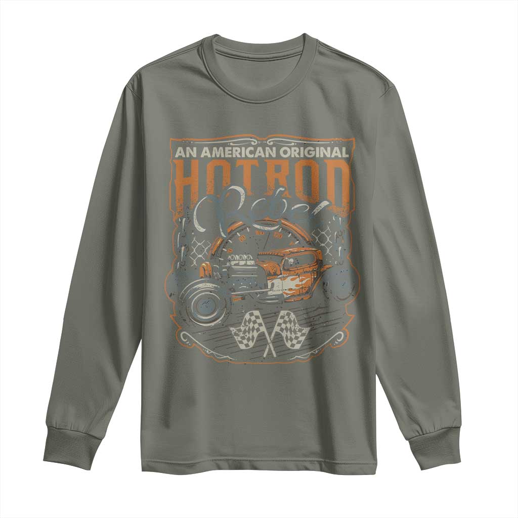 Vintage Hotrod Hot Rodder Long Sleeve Shirt TS09 Military Green Print Your Wear