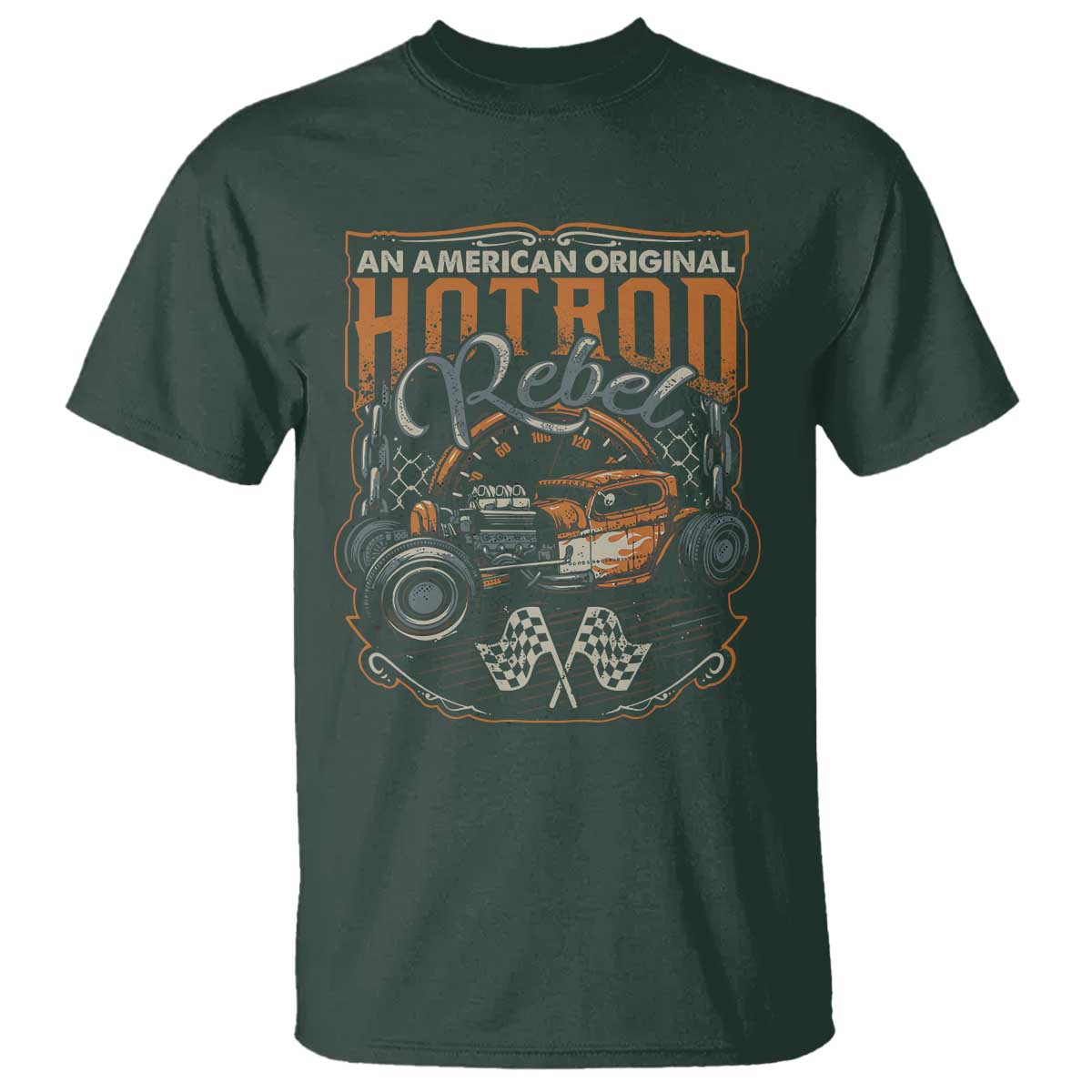 Vintage Hotrod Hot Rodder T Shirt TS09 Dark Forest Green Print Your Wear