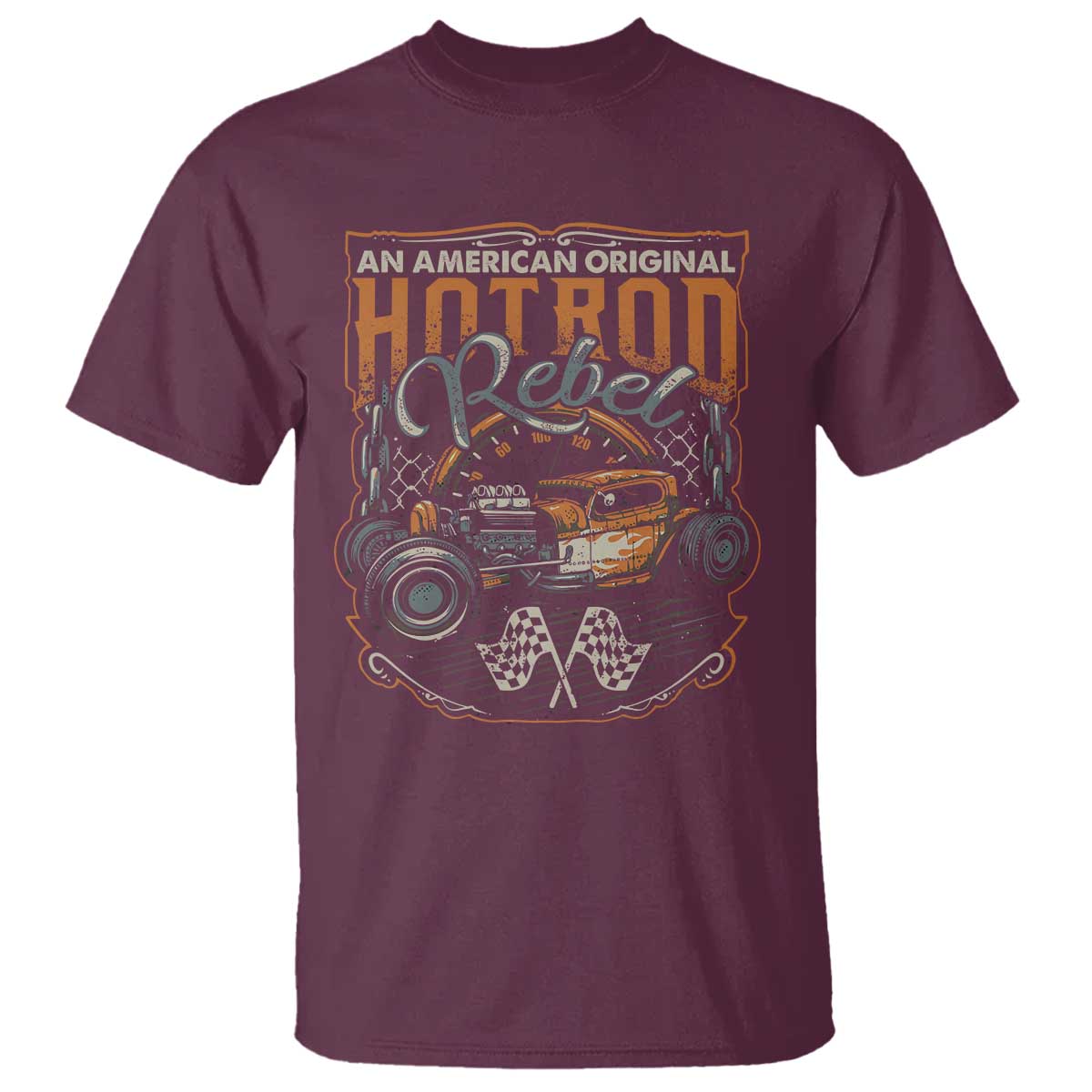 Vintage Hotrod Hot Rodder T Shirt TS09 Maroon Print Your Wear