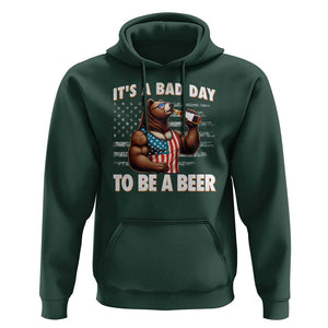 Funny American Drinking Hoodie It's A Bad Day To Be A Beer Bear 4th Of July TS09 Dark Forest Green Print Your Wear