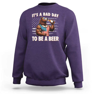 Funny American Drinking Sweatshirt It's A Bad Day To Be A Beer Bear 4th Of July TS09 Purple Print Your Wear