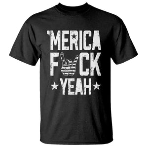 Funny 4th Of July T Shirt Merica Fuck Yeah Rock Hand TS09 Black Print Your Wear