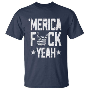 Funny 4th Of July T Shirt Merica Fuck Yeah Rock Hand TS09 Navy Print Your Wear