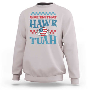 Give 'Em That Hawk Tuah Groovy Sweatshirt TS09 Ice Gray Print Your Wear