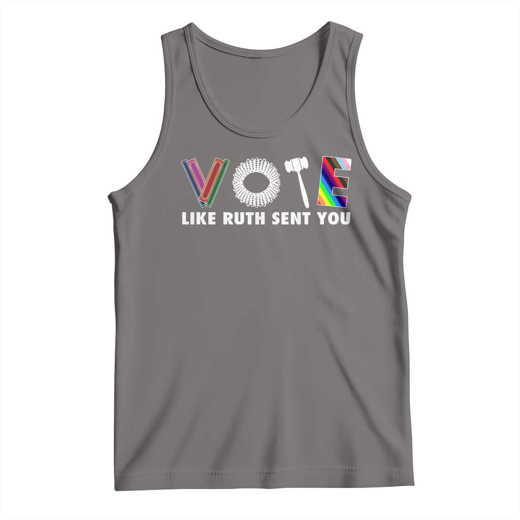Vote Like Ruth Sent You Funny Feminist Lgbt Pride Tank Top TS09 Deep Heather Print Your Wear